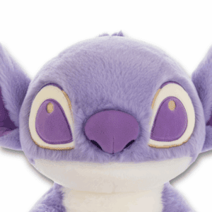 Peluche Stitch oficial Disney violeta, zoom cara