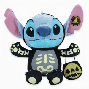 peluche stitch esqueleto con insignia oficial Disney